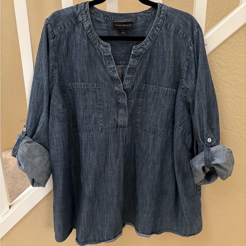 Lane Bryant Denim 100% Cotton Blue Women's Top